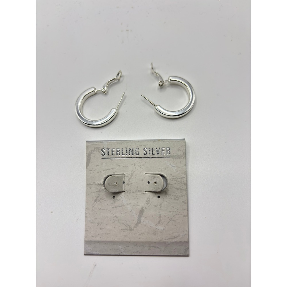 Sterling Silver Hoop Earrings Womens OS Silver Polished High Shine Snap Back